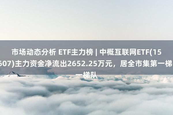 市场动态分析 ETF主力榜 | 中概互联网ETF(159607)主力资金净流出2652.25万元，居全市集第一梯队