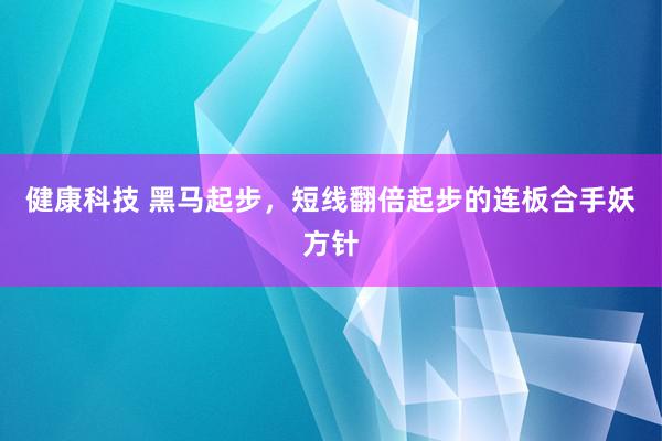 健康科技 黑马起步，短线翻倍起步的连板合手妖方针