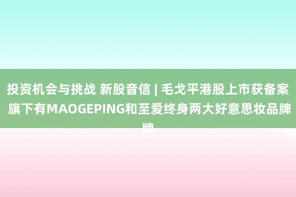 投资机会与挑战 新股音信 | 毛戈平港股上市获备案 旗下有MAOGEPING和至爱终身两大好意思妆品牌