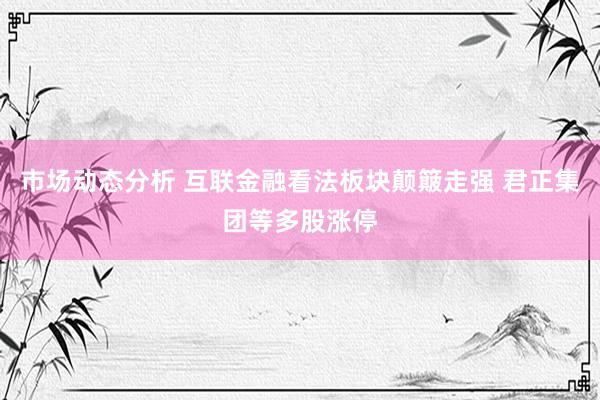 市场动态分析 互联金融看法板块颠簸走强 君正集团等多股涨停