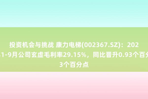 投资机会与挑战 康力电梯(002367.SZ)：2024年1-9月公司玄虚毛利率29.15%，同比晋升0.93个百分点