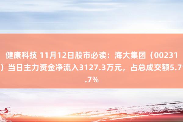 健康科技 11月12日股市必读：海大集团（002311）当日主力资金净流入3127.3万元，占总成交额5.7%