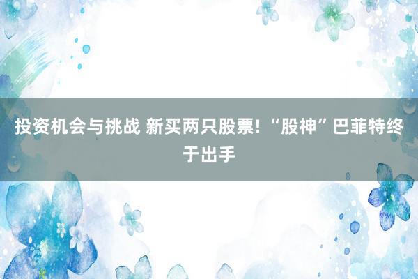 投资机会与挑战 新买两只股票! “股神”巴菲特终于出手